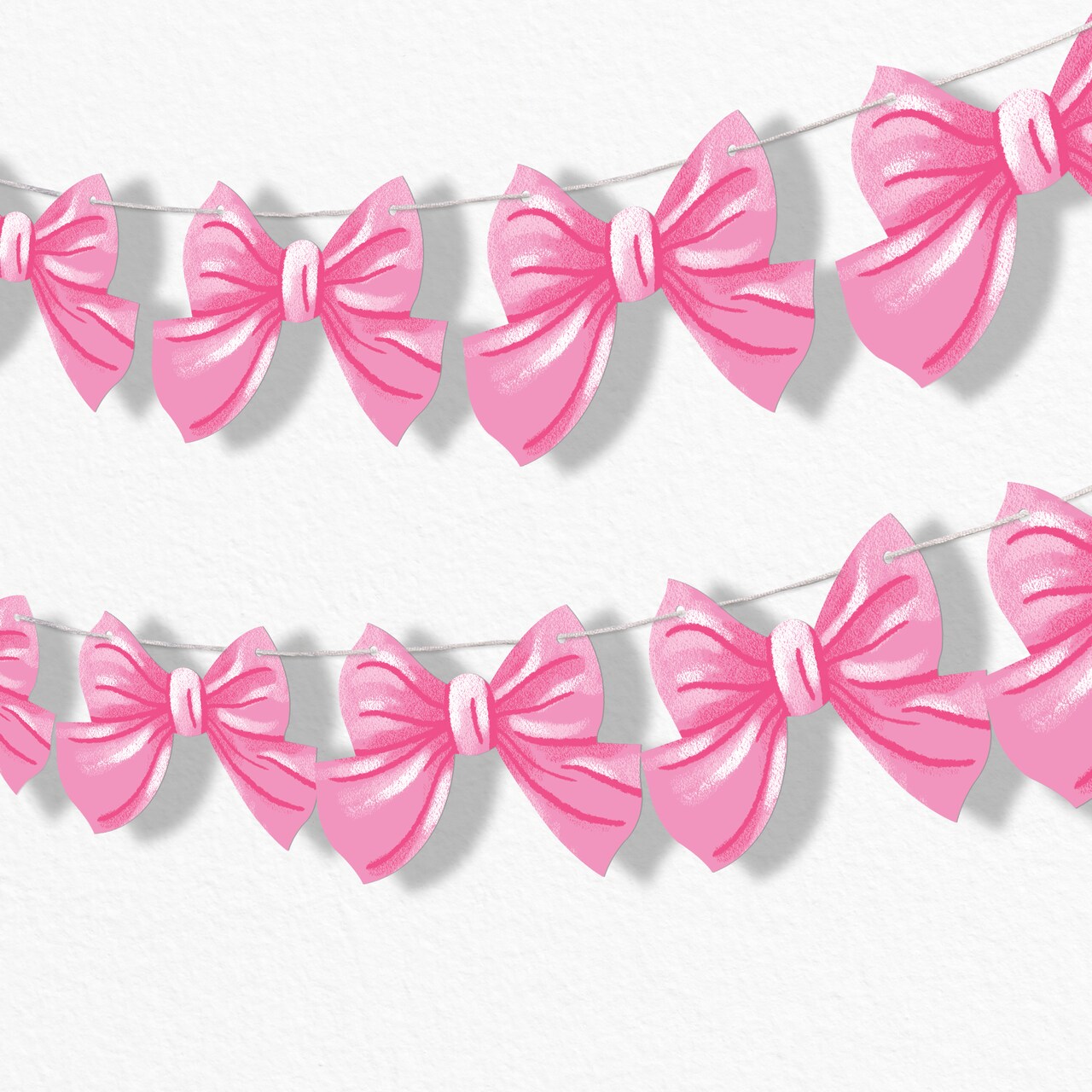 Big Dot of Happiness Pink Bow Garland Banner, Tying the Knot Bachelorette Party or Coquette Birthday, 30 Feet of Cord, 15 Double-Sided Pink Bow Pieces
